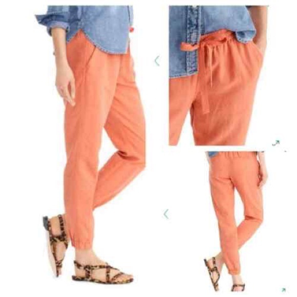 J. Crew Pants - J Crew Point Sur Coral Linen Jogger Pants